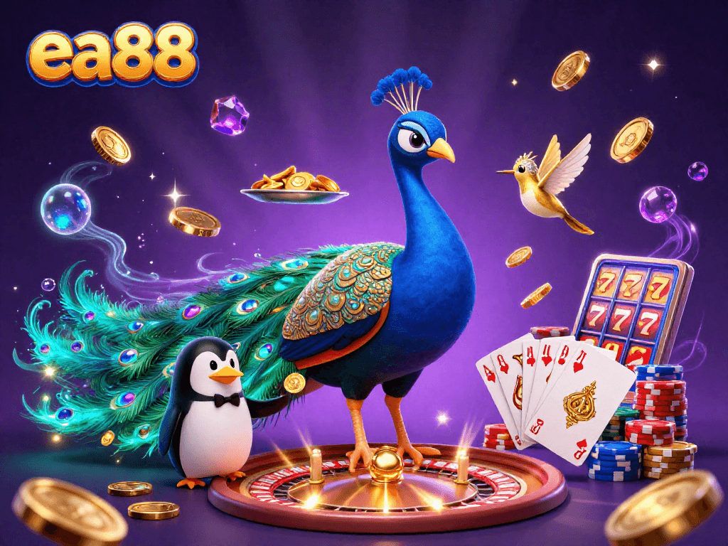 Experience thrilling gaming at ea88 with an exciting scene of vibrant casino characters and elements.