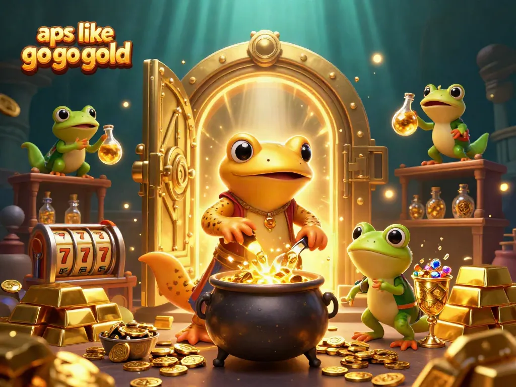 Engage with apps like go go gold in a vibrant casino scene featuring a golden salamander and magical elements.