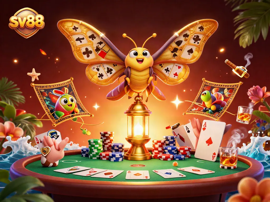 Engage in sv88's immersive gambling journey with colorful casino scenes and vibrant elements.