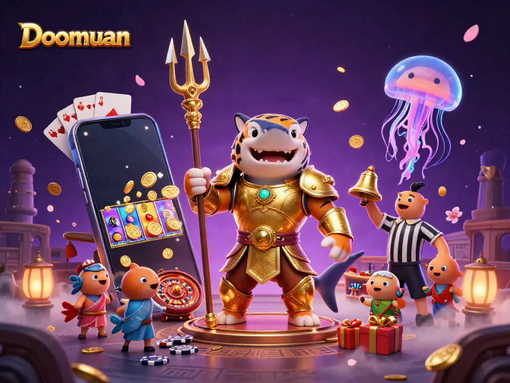 Doomuan engages players with thrilling underwater casino action featuring a shark in gladiator armor.