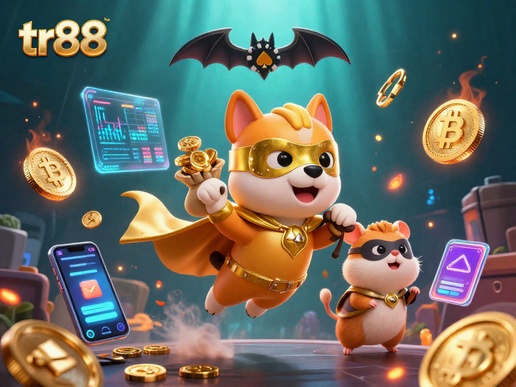 Join the excitement at tr88 with a cartoon superhero duo, showcasing a playful gambling theme.