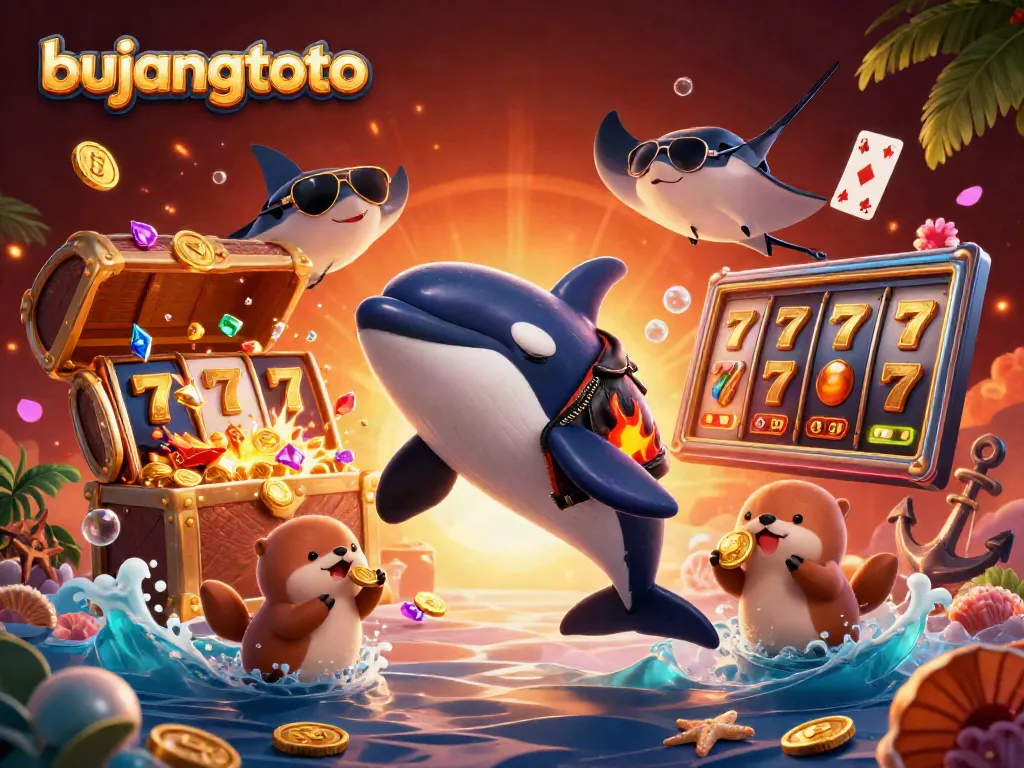 Experience the excitement of bujangtoto with vibrant sea creatures and rich casino elements in a dynamic underwater scene.