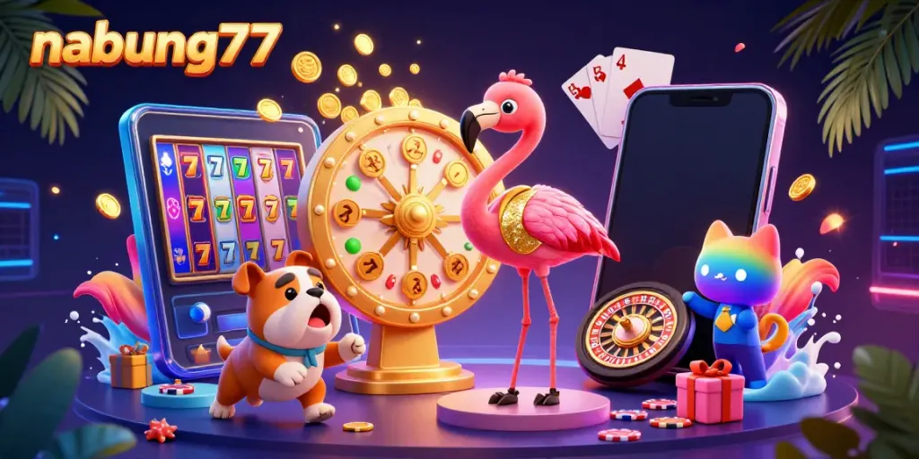 Engage in thrilling gameplay with nabung77's exciting prizes in a vibrant casino setting.