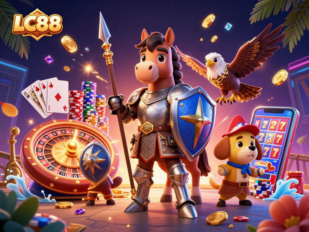 Experience thrilling gameplay at LC88 with vibrant characters and dazzling casino elements.