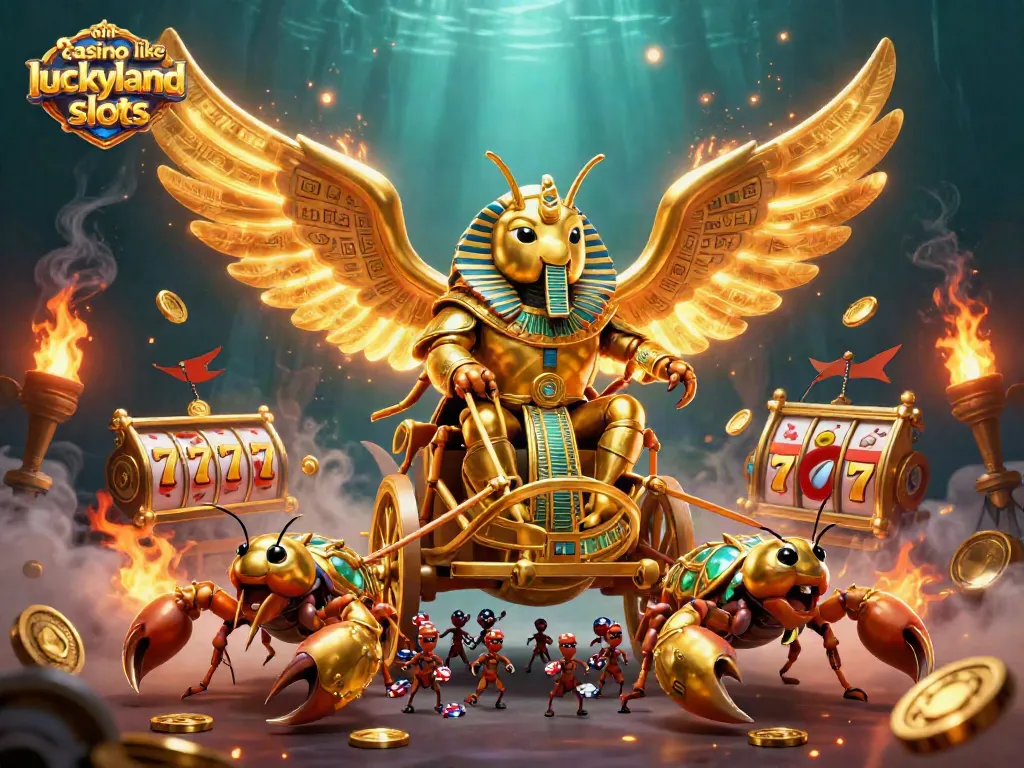 Engage with top online casino like LuckyLand Slots through this vibrant illustration featuring exciting gaming elements.