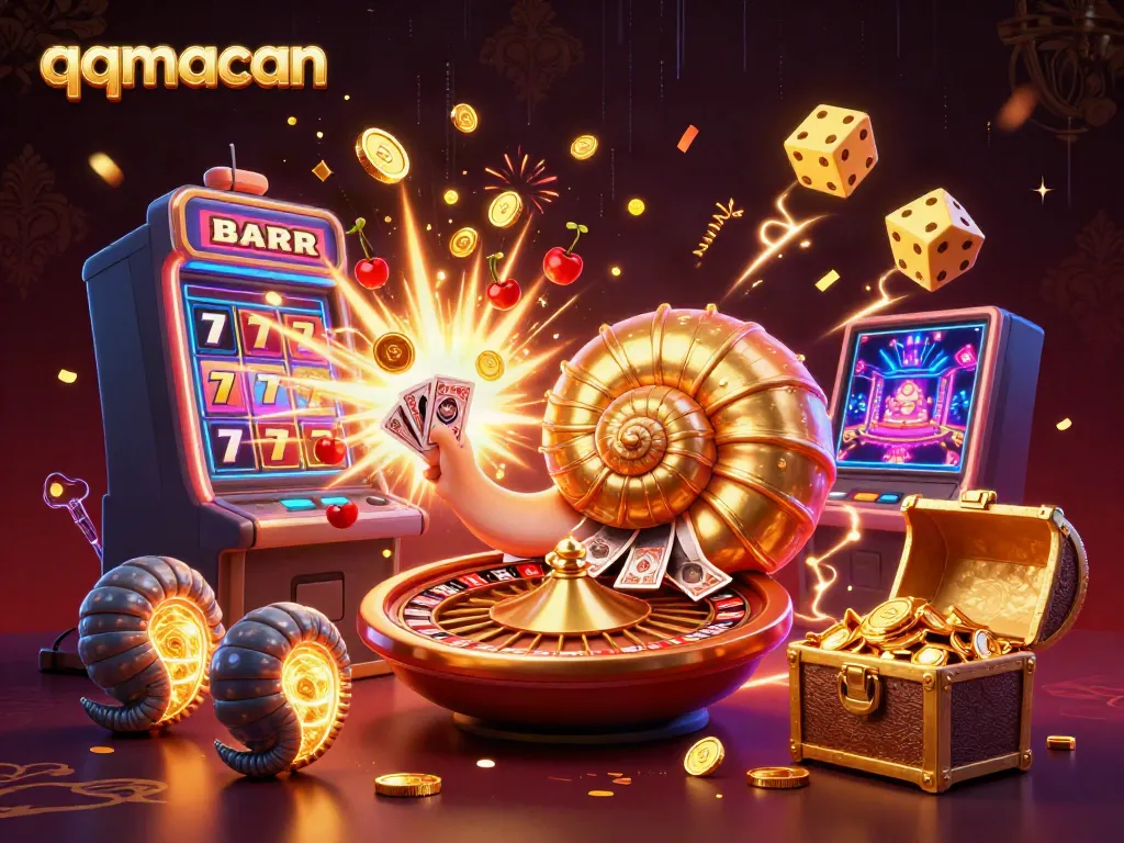 Engage with the thrilling experience of online gaming at qqmacan featuring a giant nautilus roulette wheel amidst casino jackpots.