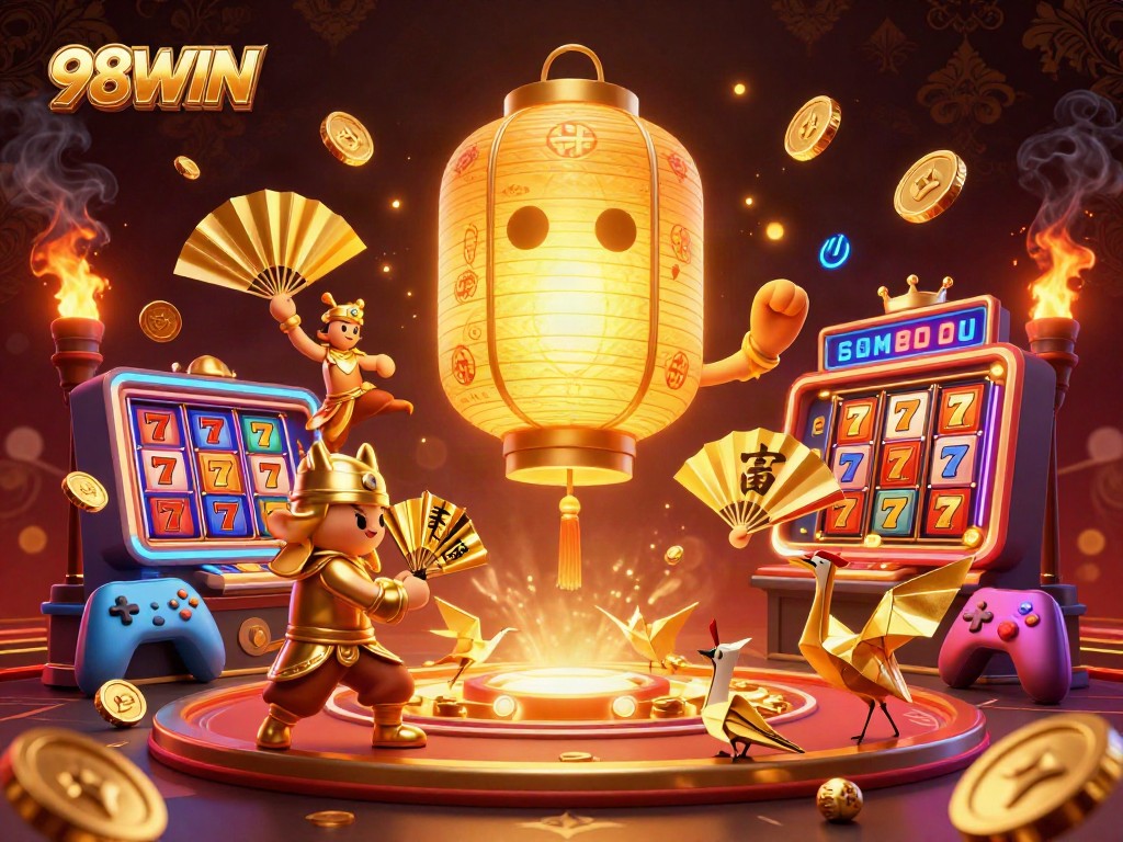 Engage with thrilling slots at 98WIN, featuring vibrant gaming elements and enchanting characters.