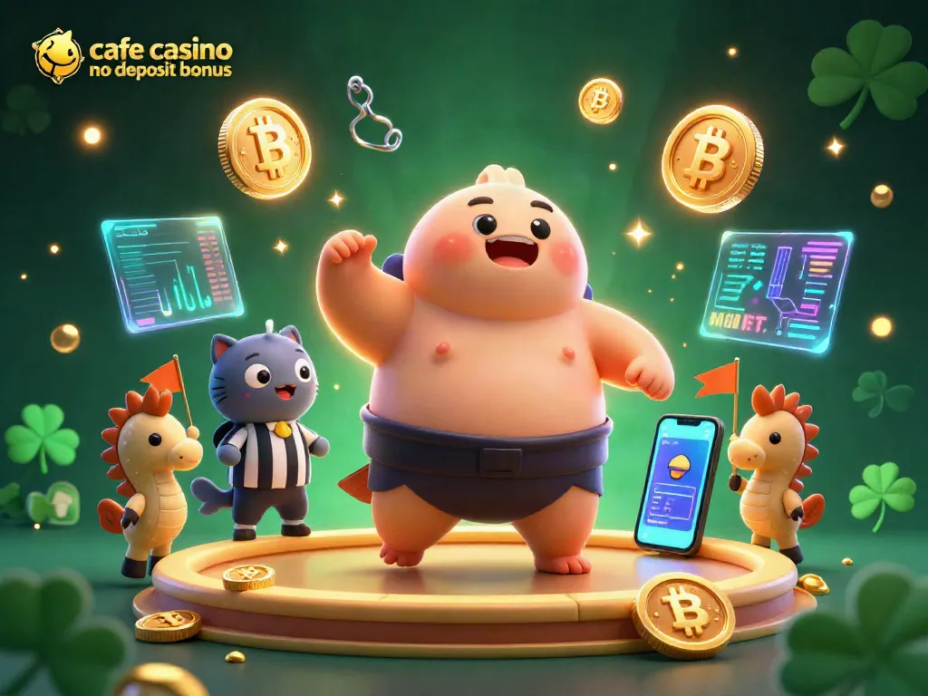 Claim a cafe casino no deposit bonus with vibrant underwater casino illustration showcasing crypto elements.
