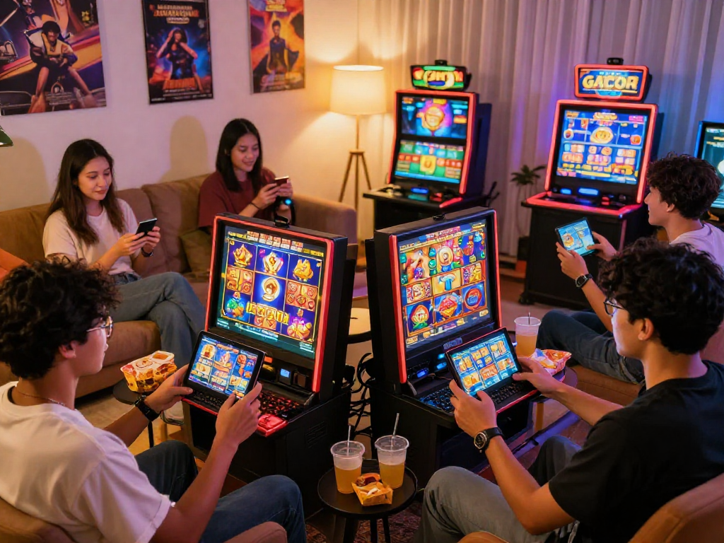 Exciting online gaming atmosphere showcasing players enjoying slot gacor hari ini in a lively setting.