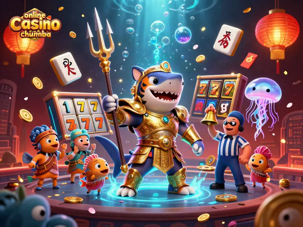 Engage with exciting gameplay at an online casino like Chumba, featuring vibrant 3D elements and dynamic casino themes.