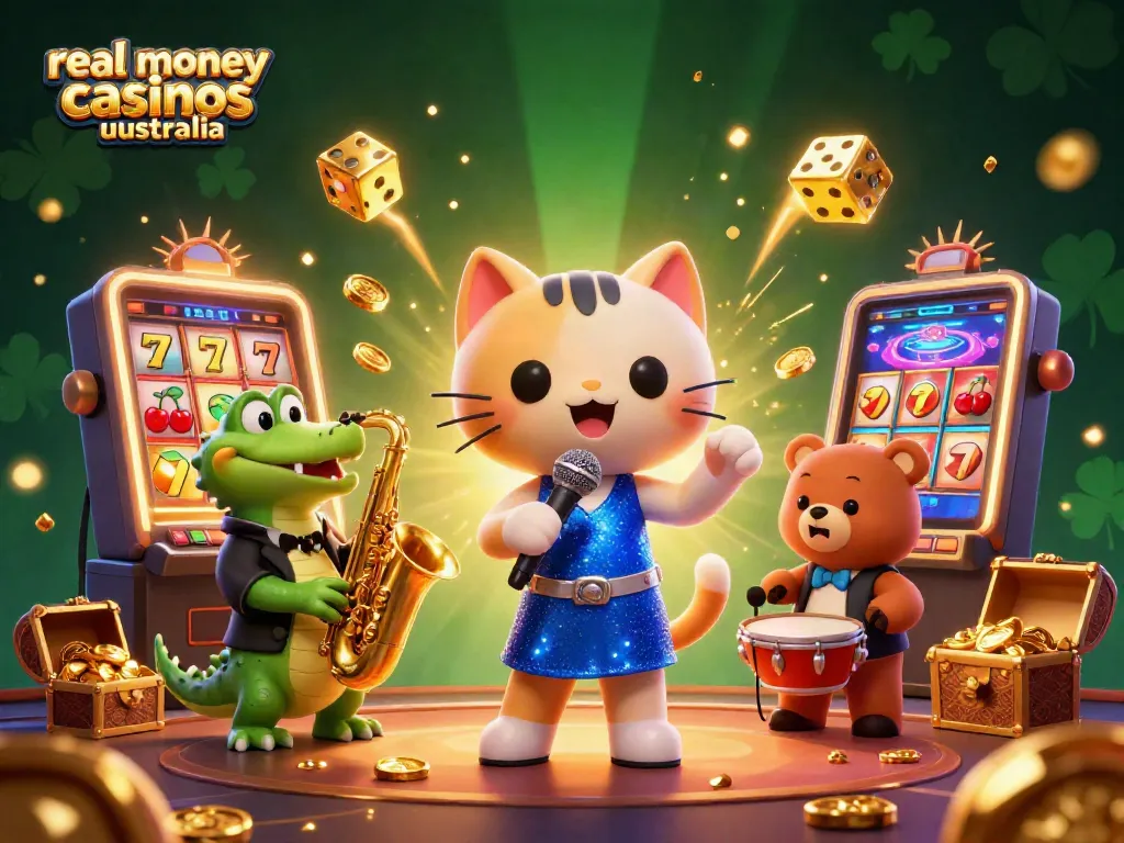 Jazz-singer cat leads a vibrant casino scene as real money casinos australia come alive with excitement.