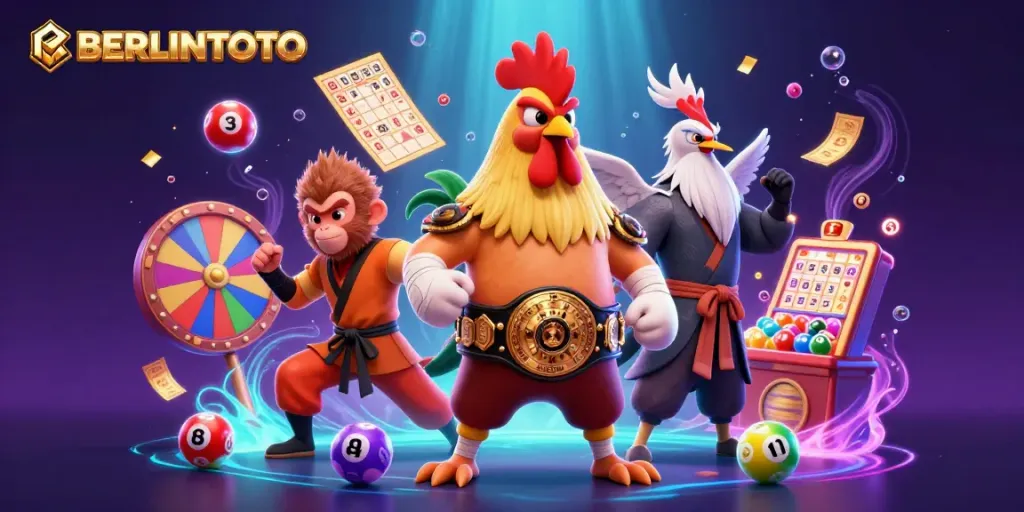 Engage in the thrilling world of BERLINTOTO with vibrant characters and dynamic lottery elements.