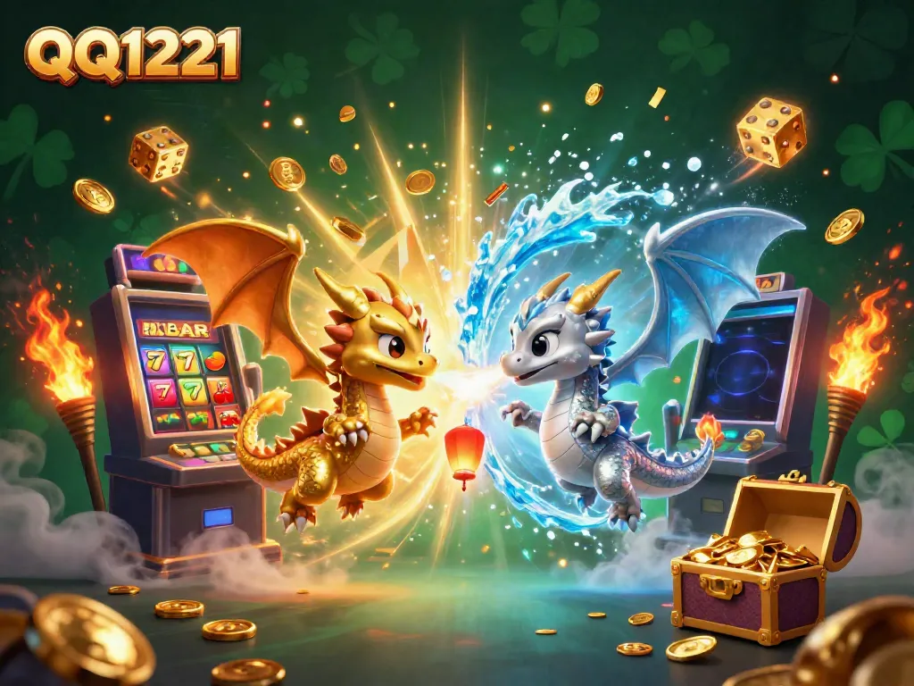 Experience thrilling gameplay at QQ1221 with dynamic dragons, slot machines, and casino elements!