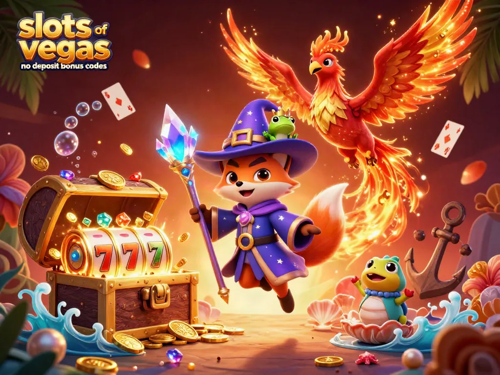 Experience slots of vegas no deposit bonus codes with a vibrant 3D casino illustration capturing gaming excitement.