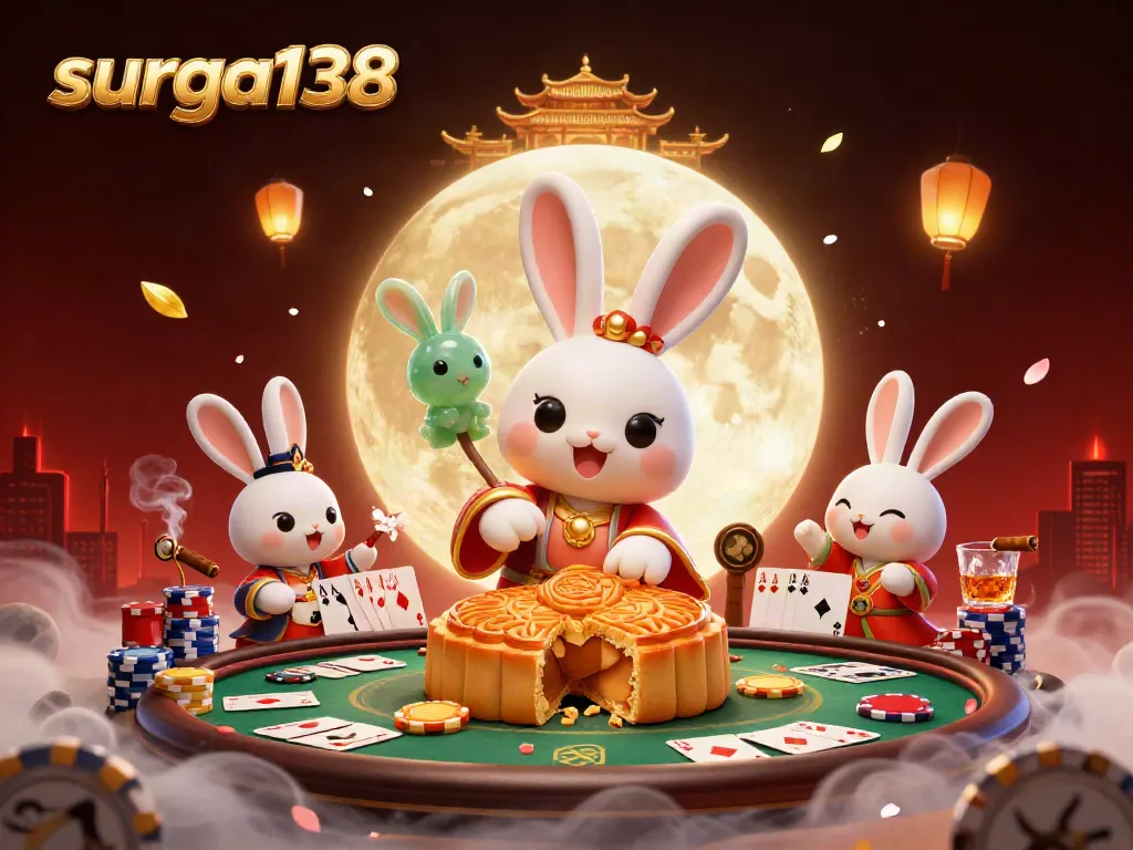 Gambarkan suasana seru di surga138 dengan karakter shio dalam kasino dimainkan kartu dan chip poker di sekitarnya.