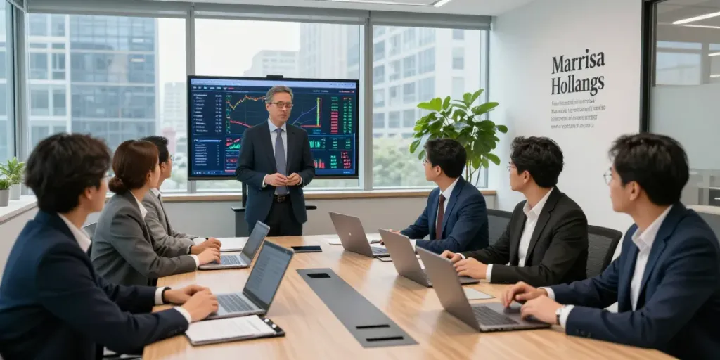 Mark Litwin Marrisa Holdings team collaboration in a corporate setting.