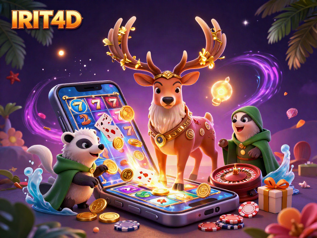 Engage with IRIT4D's vibrant 3D casino scene featuring enchanting characters and dynamic game elements.