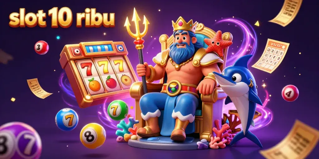 Experience the thrills of slot 10 ribu with Neptune, jackpot symbols, and vibrant casino elements.