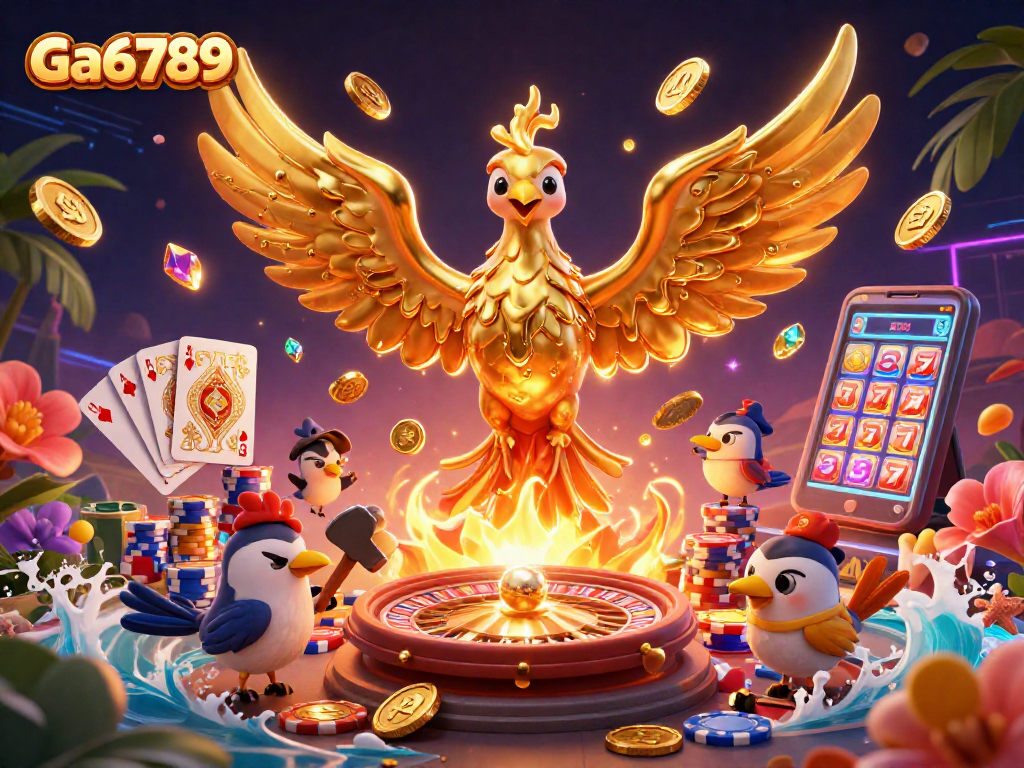 Experience thrilling gameplay at Ga6789 with a vibrant 3D casino scene full of action.