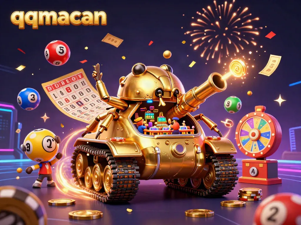 Engage with exciting casino gameplay at qqmacan, featuring vibrant lottery balls and a dynamic prize wheel.